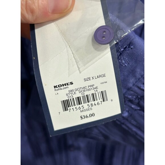 Croft & Barrow NWT Womens Purple Embroidered Button Front Crinkle Blouse Sz XL - Picture 8 of 10